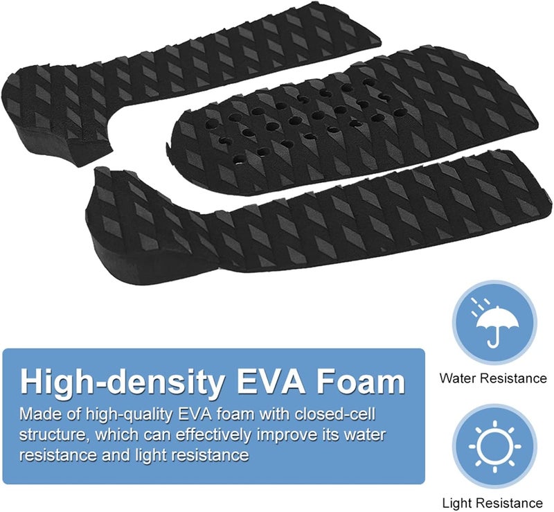 Milltrip 3Pcs Surfboard Traction Pad Set - Anti Slip Tailpad & Deck Grip for Enhanced Surfing Performance, Waterprof, EVA Material, Resistants to High Low Temp & U V Rays (Black) - Image 5